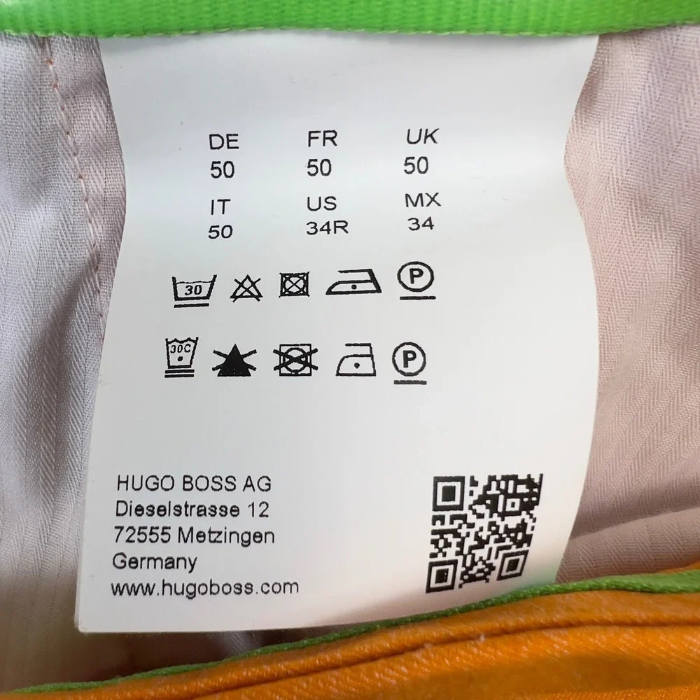 Hugo Boss Golf Pants Men 34 Orange Hakan Technical Stretch Chino Tech Athleisure